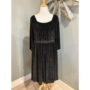 Torrid Black Velvety Mesh Peasant Dress Size 2 NWT
